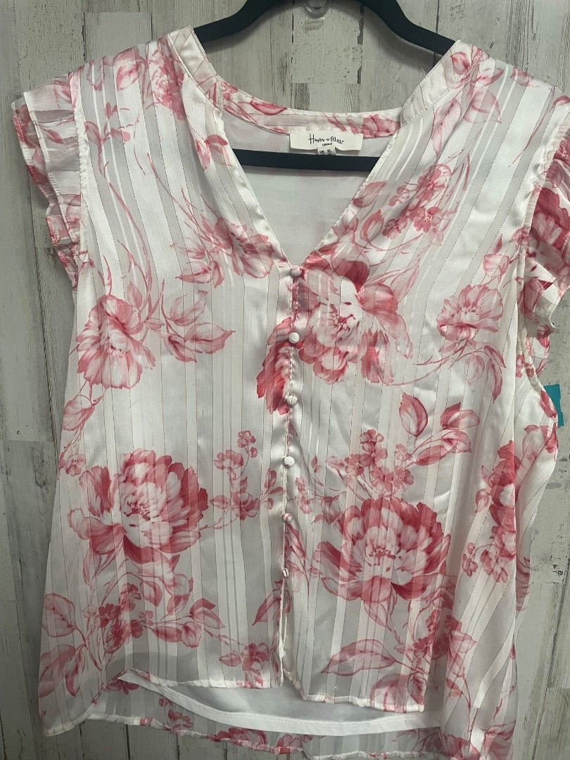 WHITE HAVEN + BLAIR FLORAL BUTTON TANK, LADIES XL