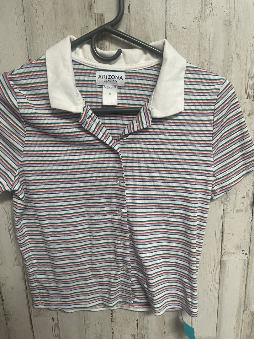 WHITE ARIZONA STRIPE COLLAR TOP, LADIES M