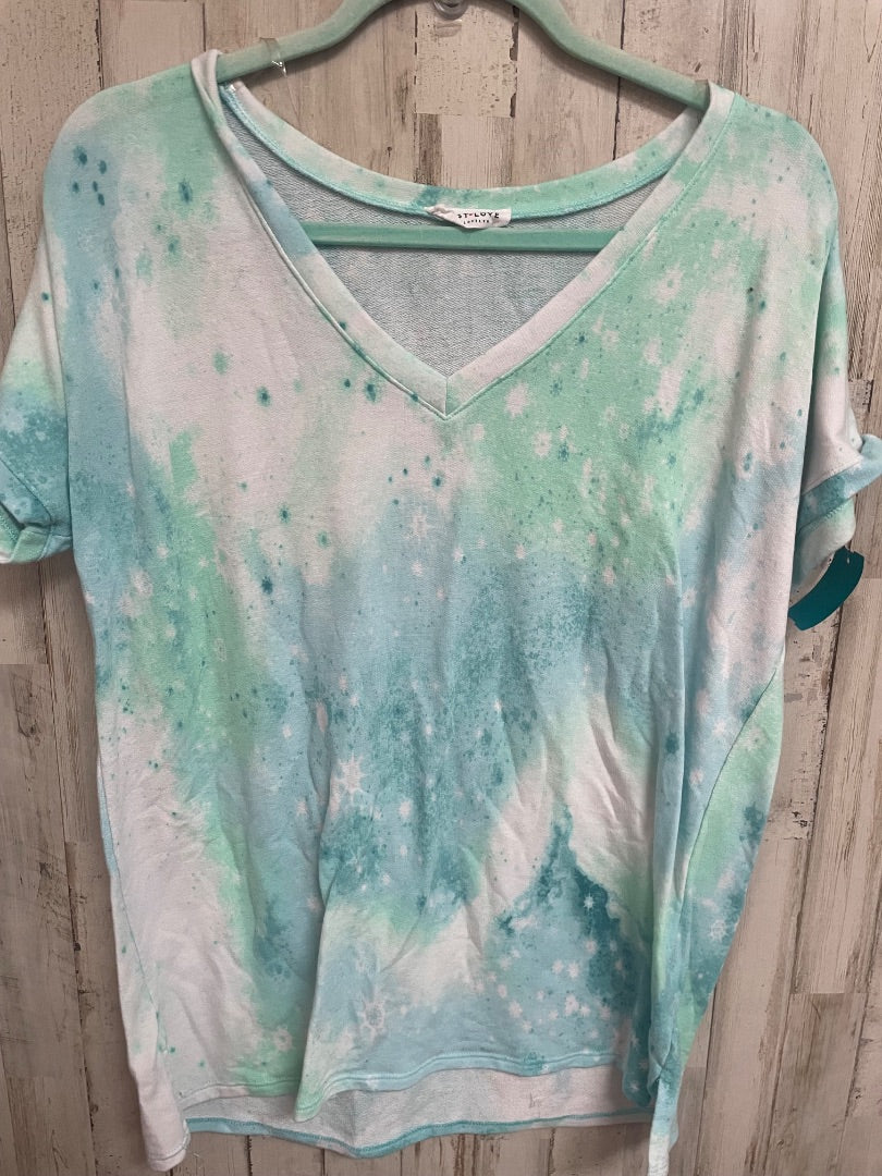 TEAL FIRST LOVE DYE VNECK TOP, LADIES M