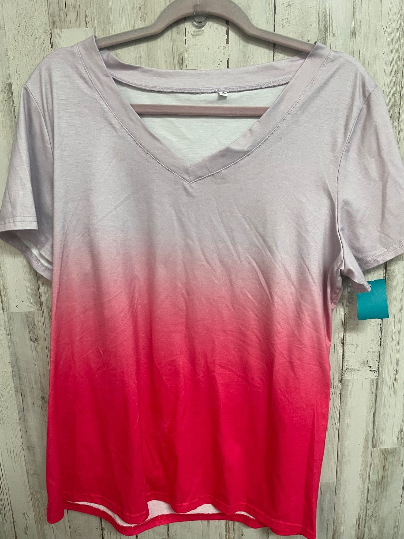 HOT PINK  OMBRE VNECK, LADIES XL