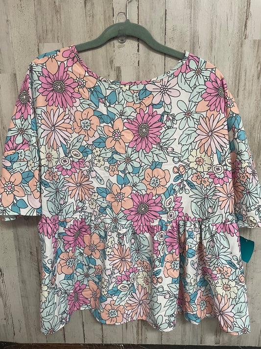 WHITE EMERY ROSE FLORAL TOP, LADIES XL