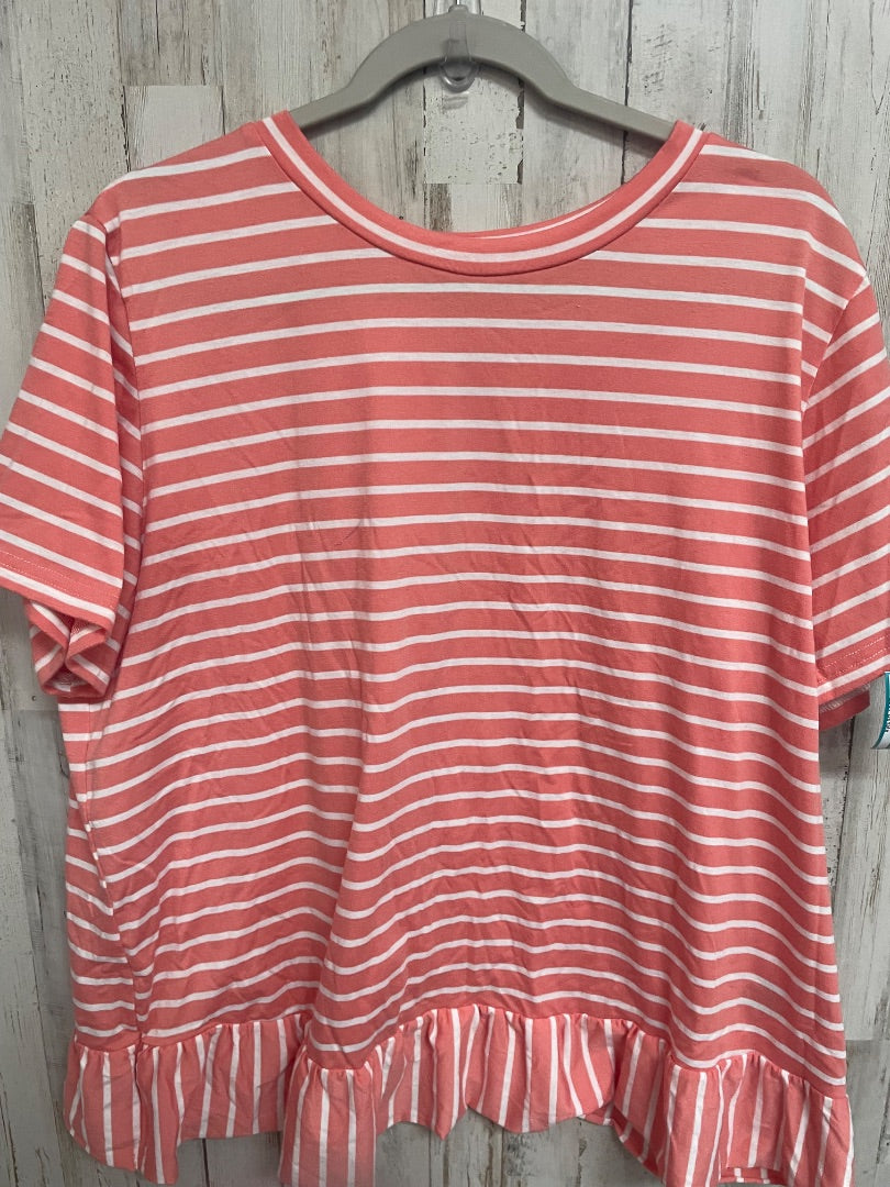 CORAL SHEIN STRIPE TOP, LADIES XL