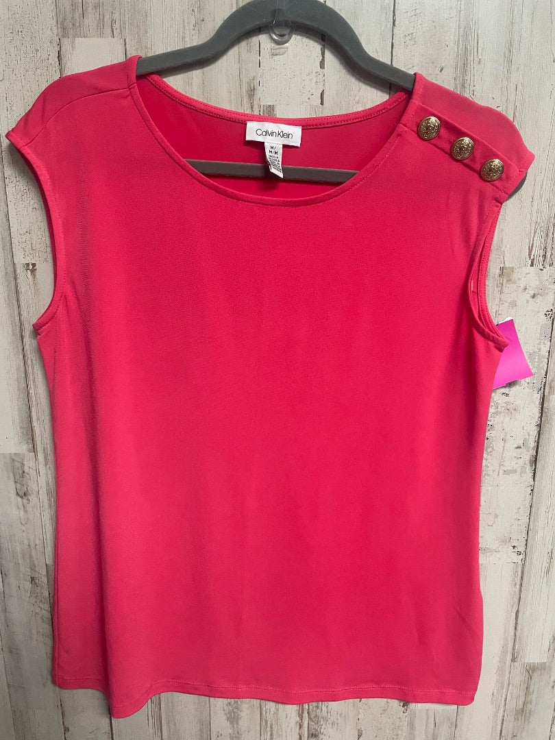 PINK CALVIN KLEIN BUTTON SHOULDER BLOUSE, LADIES M