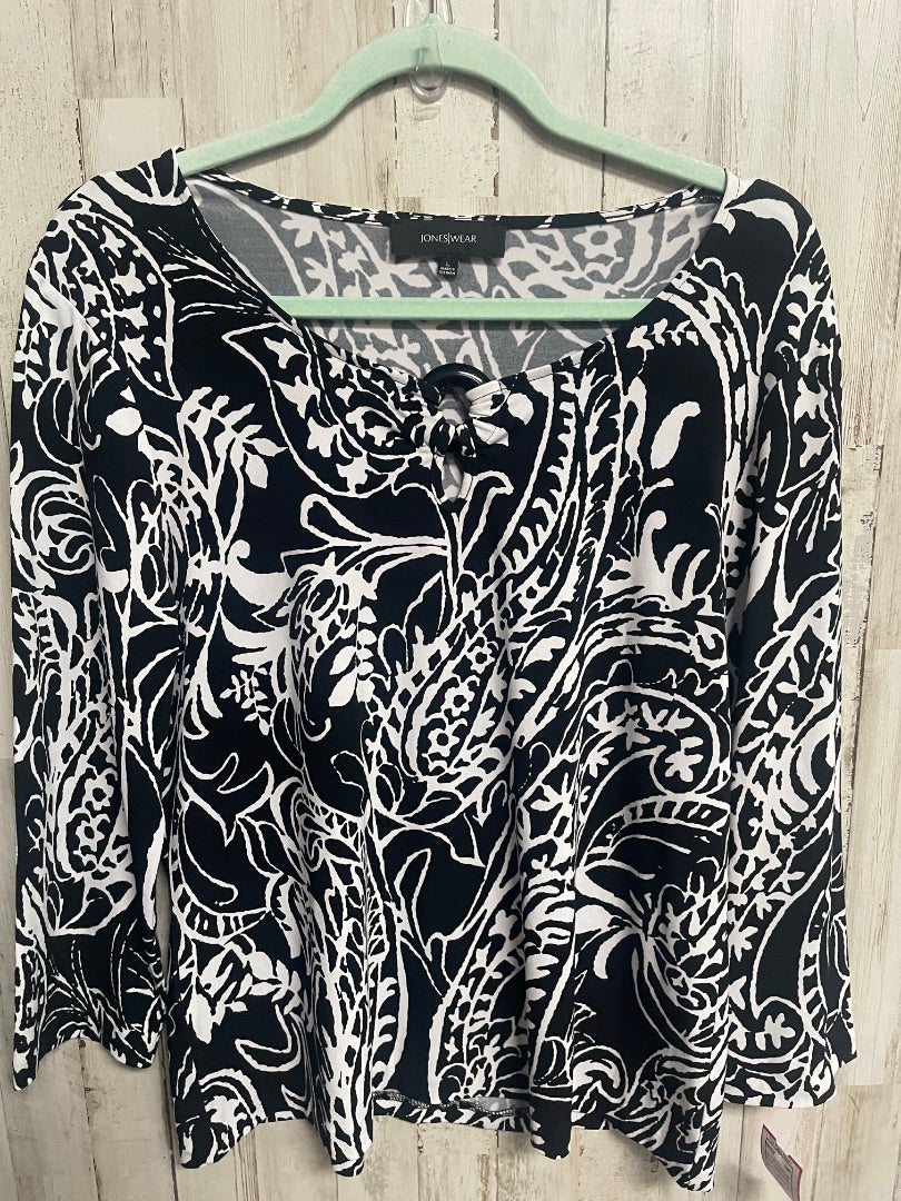 BLACK/WHITE JONES WEAR PAISLEY BLOUSE, LADIES L
