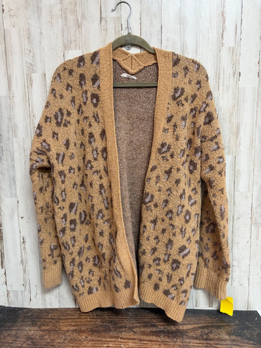 TAN EASEL SPOTTED KNIT CARDIGAN, LADIES M