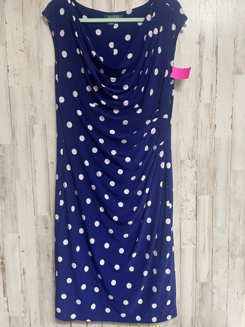 ROYAL BLUE RALPH LAUREN DOT DRESS SZ 16, LADIES XL