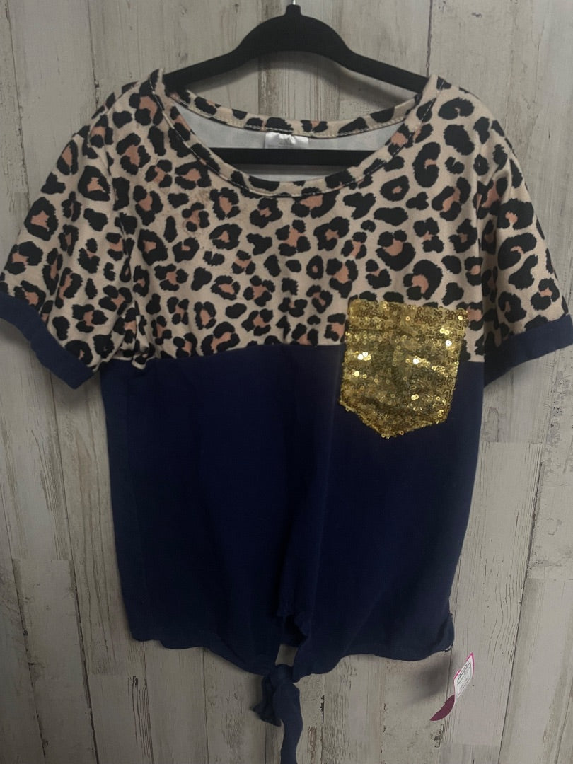 NAVY BOUTIQUE SEQUIN POCKET LEOPARD TEE, GIRL 7/8