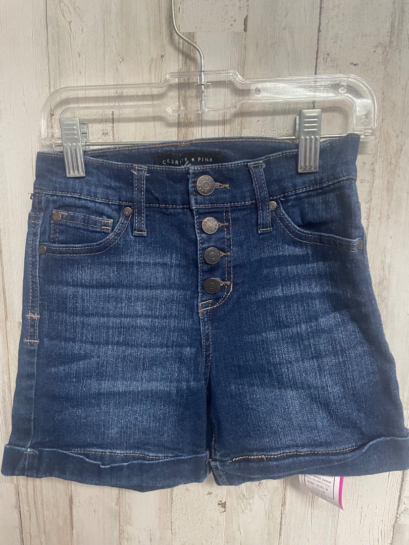 DARK DENIM CELEBRITY PINK CUFF BERMUDA SHORTS, GIRL 8