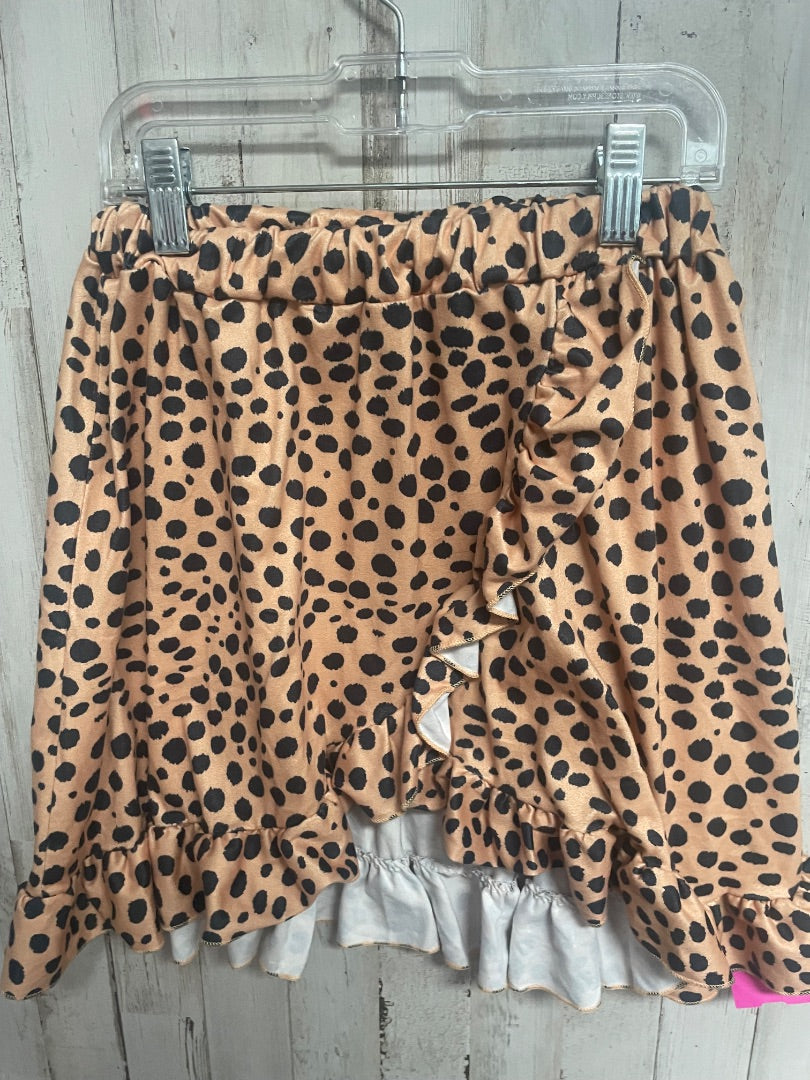 BROWN/BLACK  SPOTTED RUFFLE SKIRT, GIRL 9