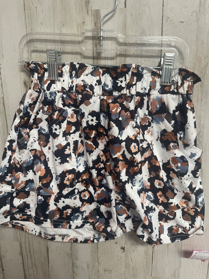 BROWN/BLACK/WHITE BOUTIQUE WATERCOLOR PRINT POCKET SHORTS, GIRL 9