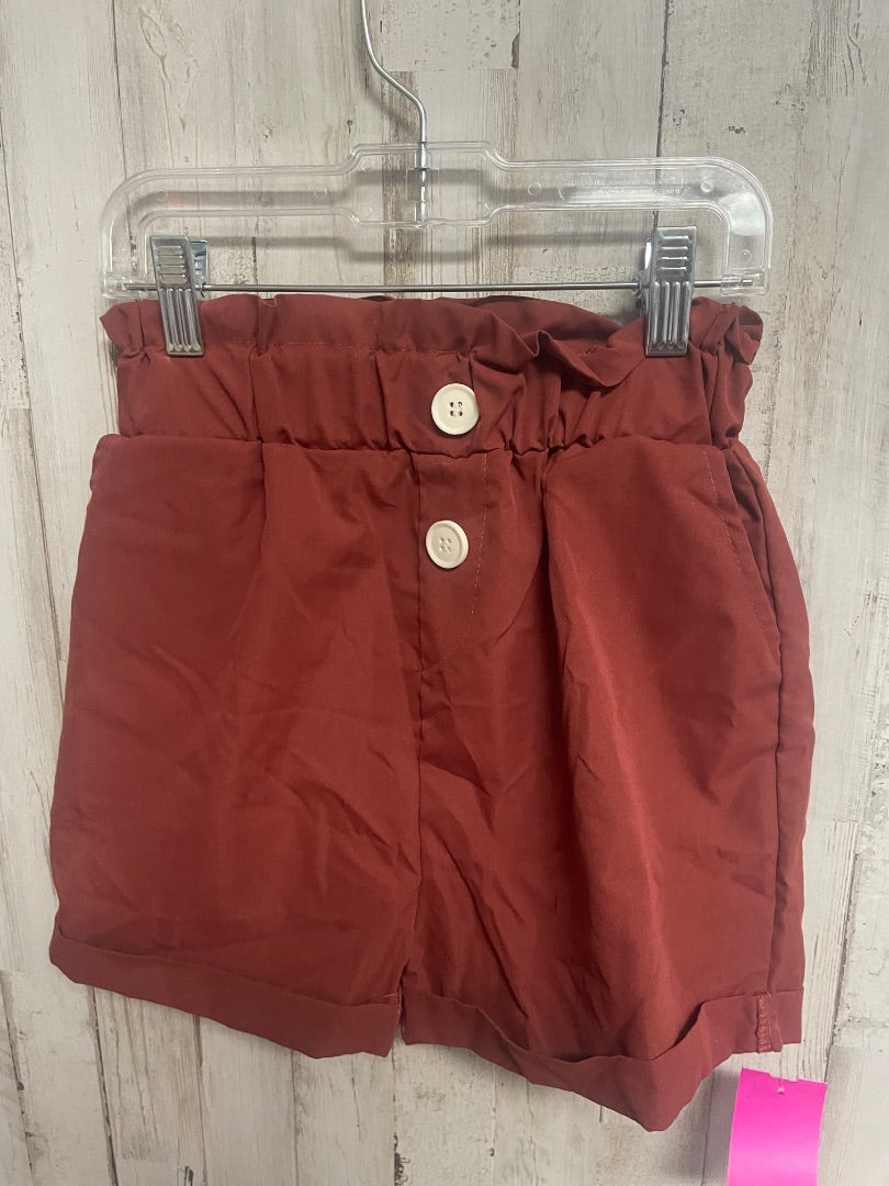 BROWN BOUTIQUE CUFF BUTTON SHORTS, GIRL 10/12