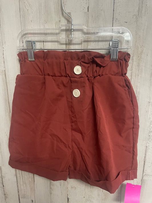 BROWN BOUTIQUE CUFF BUTTON SHORTS, GIRL 10/12