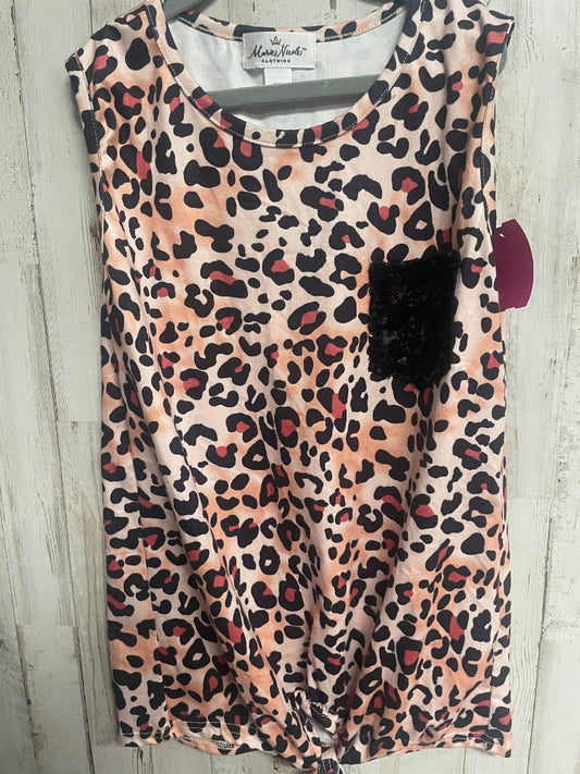 TAN BOUTIQUE CHEETAH SEQUIN POCKET TANK, GIRL 12/14
