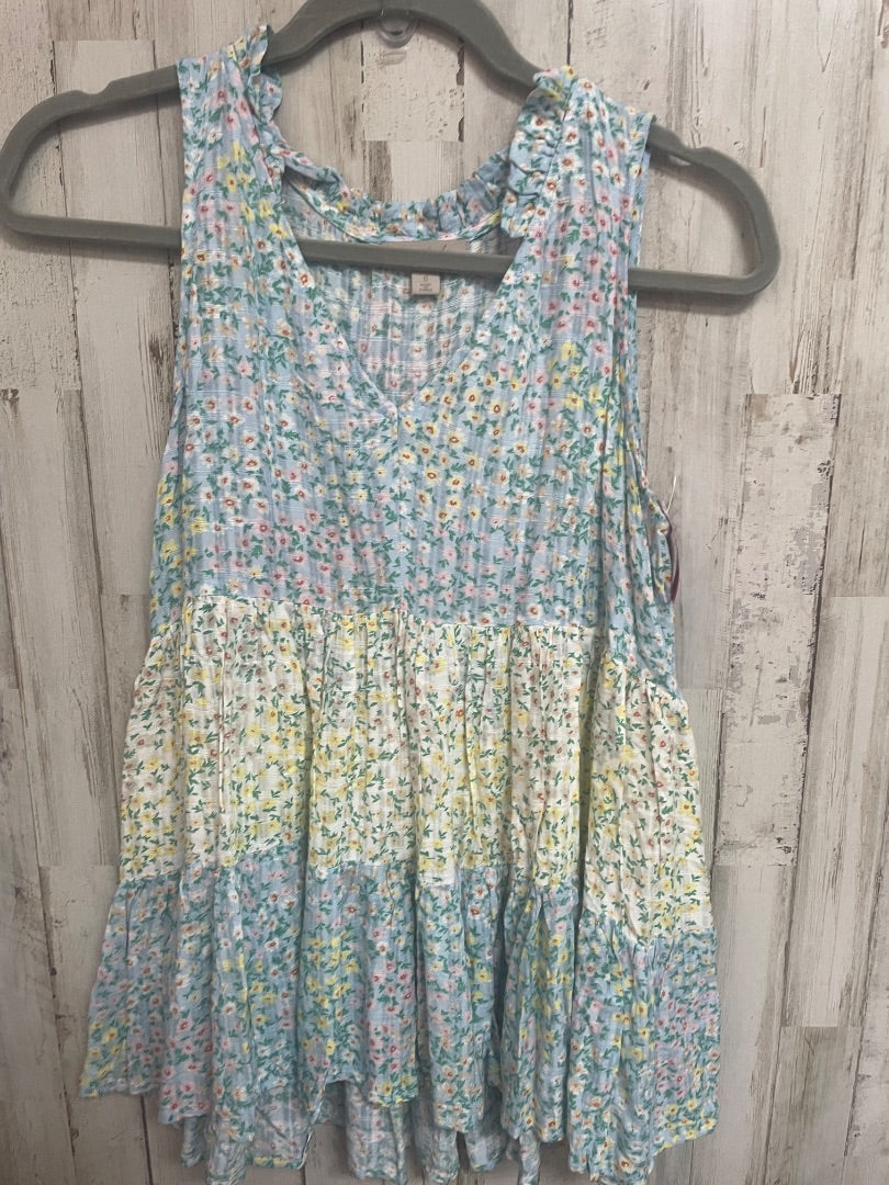 BLUE WONDERLY FLORAL TIER TANK, LADIES S