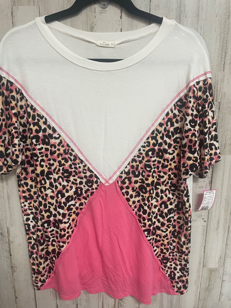 PINK/WHITE E LUNA CHEETAH PATCH TEE, LADIES S