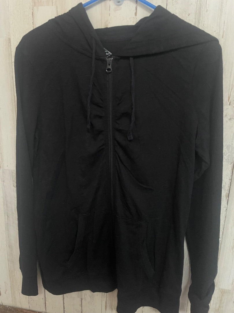 BLACK ST JOHNS BAY LIGHT WEIGHT ZIP HOODIE, LADIES M