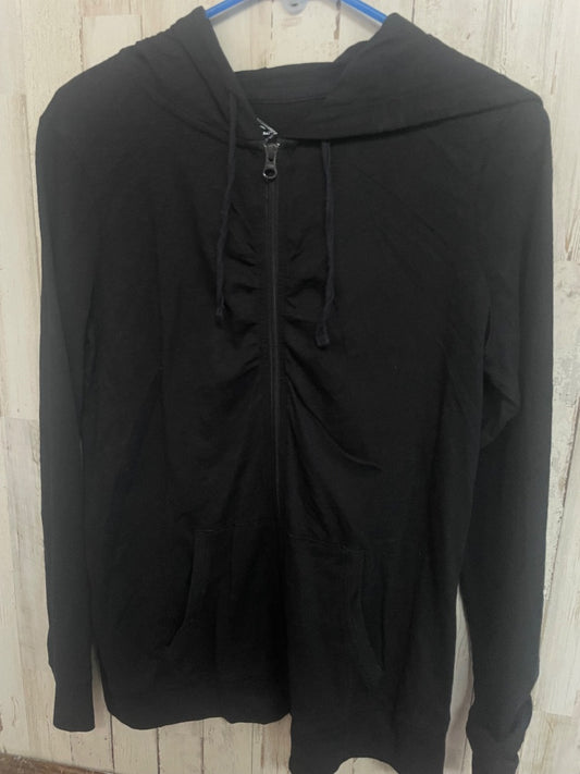 BLACK ST JOHNS BAY LIGHT WEIGHT ZIP HOODIE, LADIES M