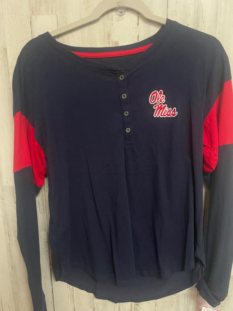 NAVY COLOSSEUM OLE MISS BUTTON TEE, LADIES M