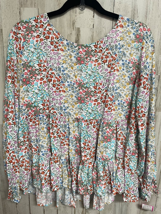 WHITE JANE AND DELANCEY FLORAL TIER BLOUSE, LADIES L
