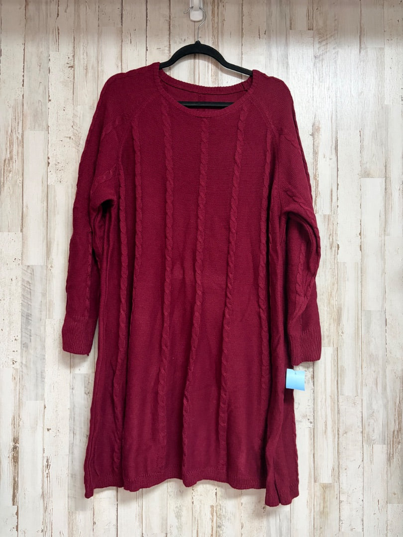 MAROON SHEIN KNIT SWEATER DRESS, LADIES 2X