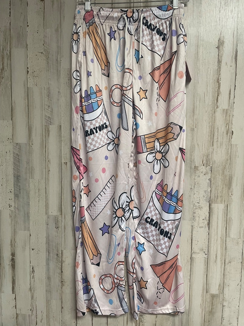 TAN  SCHOOL PRINT PJ PANTS, LADIES M