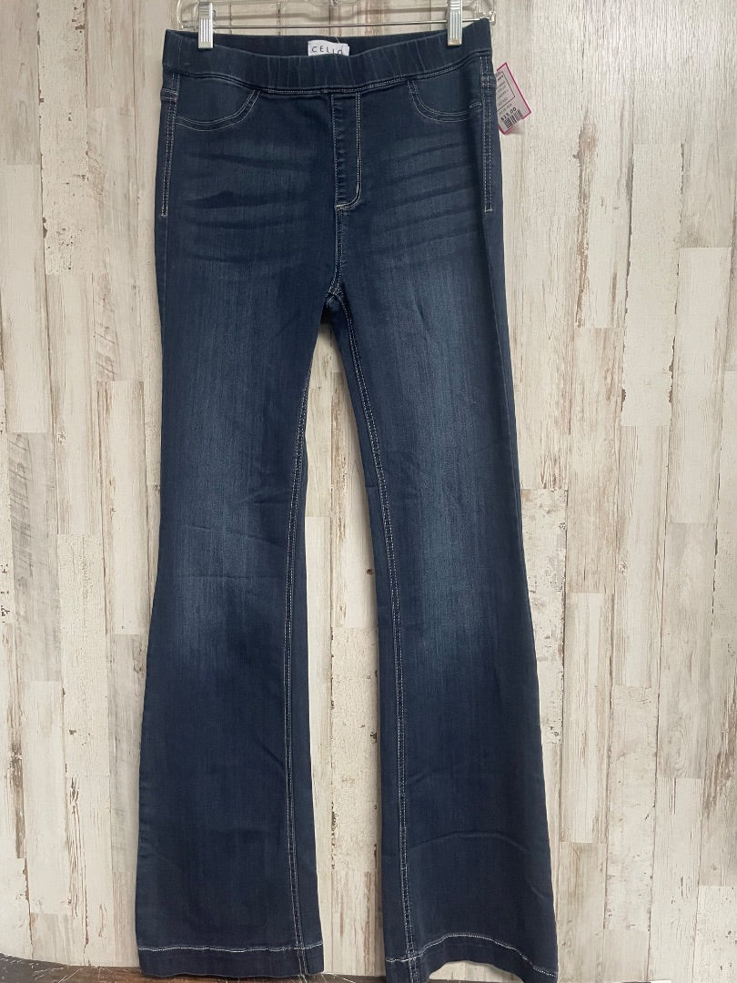 DARK DENIM CELLO PULL ON FLARES, LADIES L