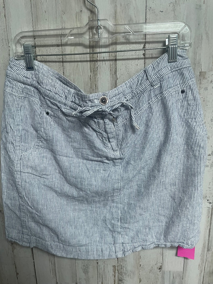 WHITE/BLUE KENAR SZ 10 PIN STRIPE SHORTS, LADIES L