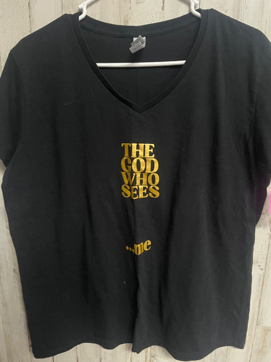 BLACK GILDAN THE GOD WHO SEES ME, LADIES XL