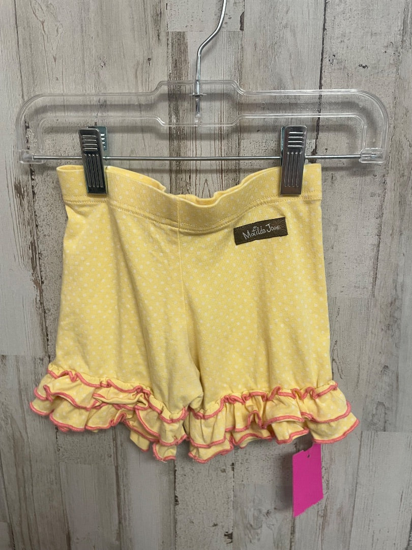 YELLOW MATILDA JANE DOT RUFFLE SHORTS, GIRL 4T