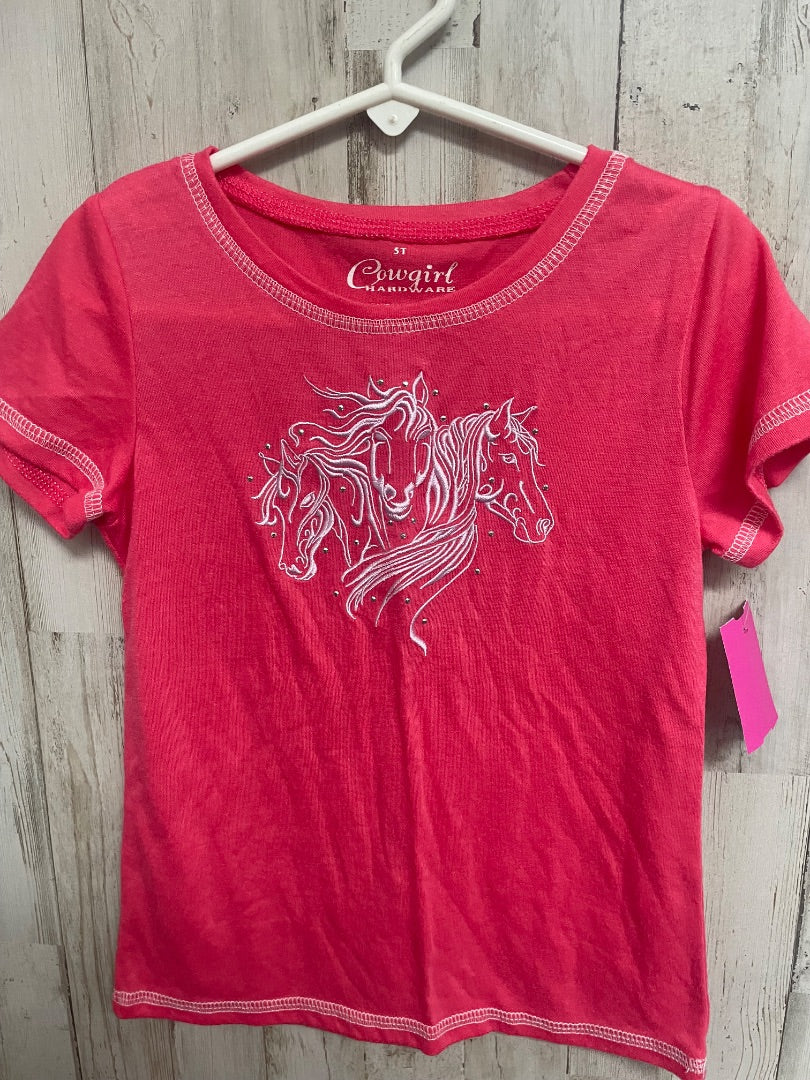 PINK COWGIRL HARDWARE HORSE TEE, GIRL 5T