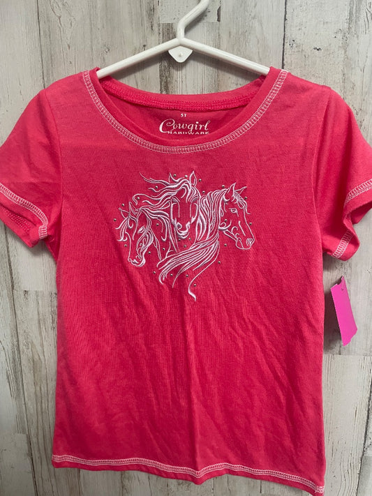 PINK COWGIRL HARDWARE HORSE TEE, GIRL 5T