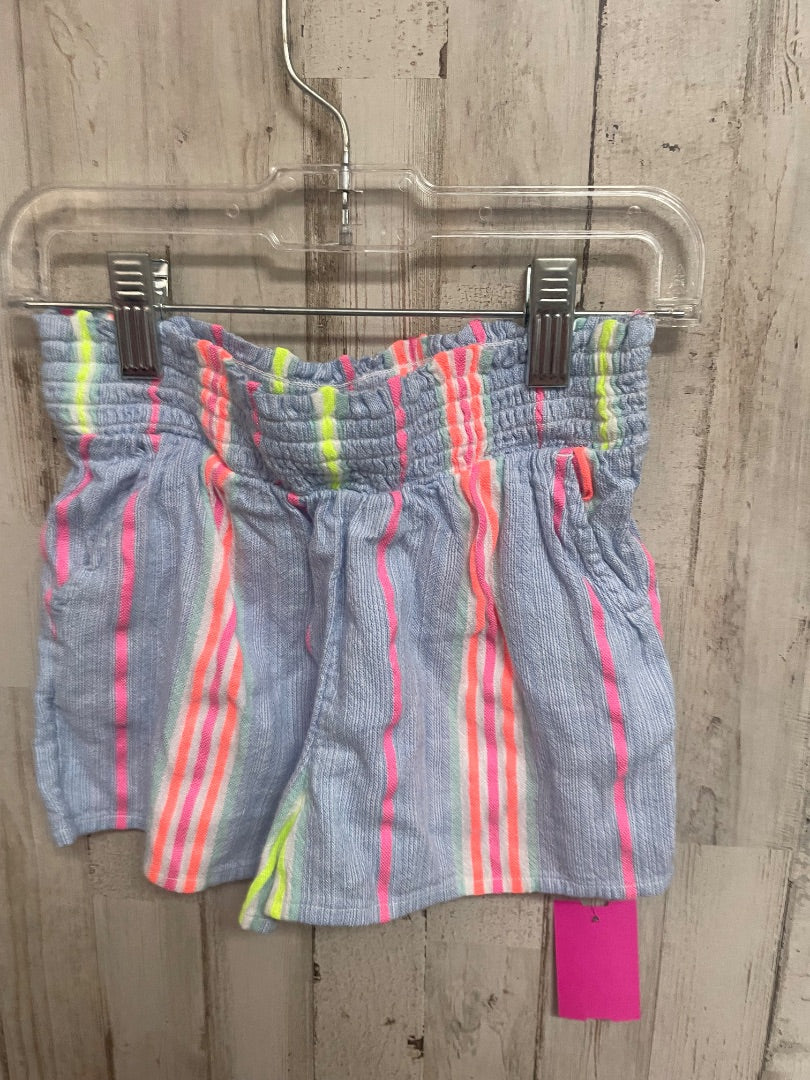 BLUE/PINK CROWN & IVY STRIPE LINEN SHORTS, GIRL 5T