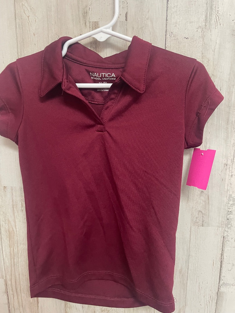 MAROON NAUTICA UNIFORM DRY FIT POLO, GIRL 5T