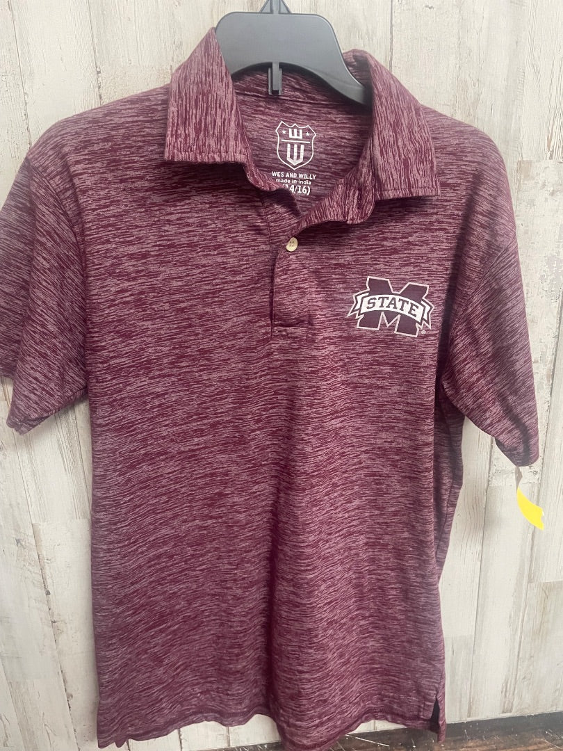 MAROON  HEATHERED POLO, BOYS 14/16