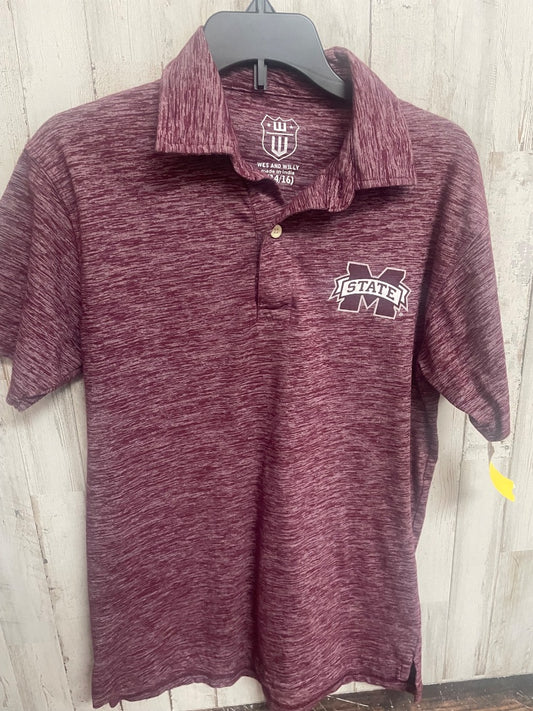 MAROON  HEATHERED POLO, BOYS 14/16