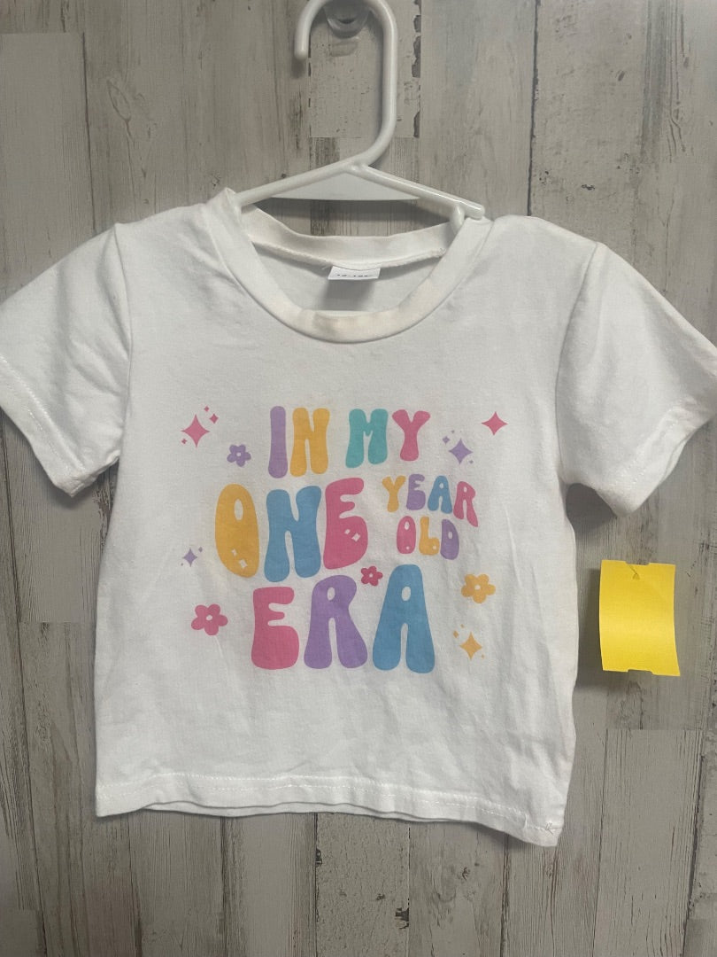 WHITE  IN MY ONE YEAR ERA TEE, GIRL 12-18M