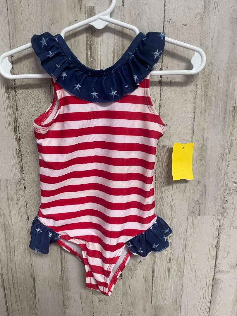 RED/BLUE LIGHTNING BUG FLAG SWIM SUIT, GIRL 2T