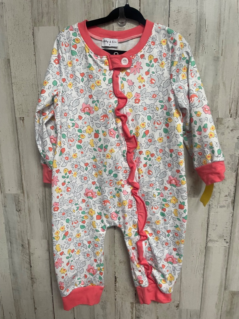 CORAL ABBY & EVIE FLORAL RUFFLE SLEEPER, GIRL 2T