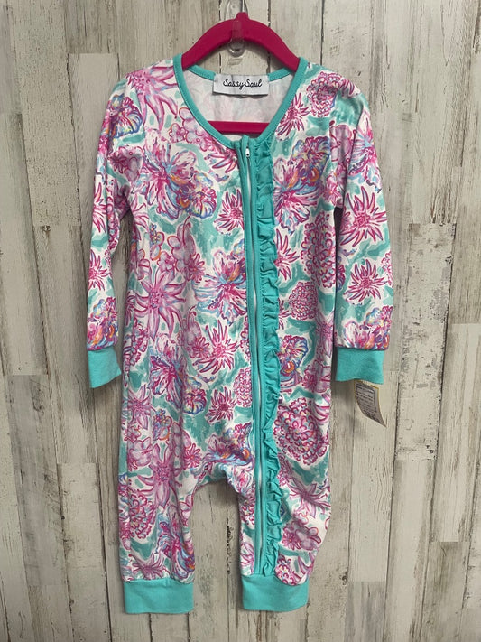 TEAL/PURPLE SASSY SOUL FLORAL ZIP SLEEPER, GIRL 2T