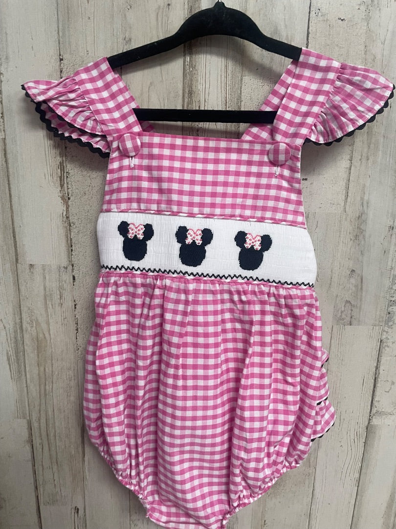 PINK CLASSIC WHIMSY MINNIE SMOCKED GINGHAM BUBBLE, GIRL 2T