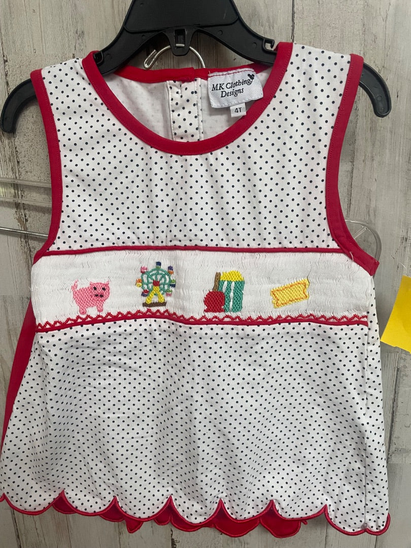 WHITE MK CLOTHING FAIR SMOCKED 2PC SET, GIRL 4T