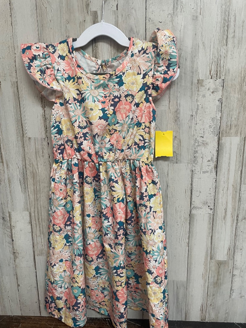 PEACH  FLORAL SOFT DRESS, GIRL 4T