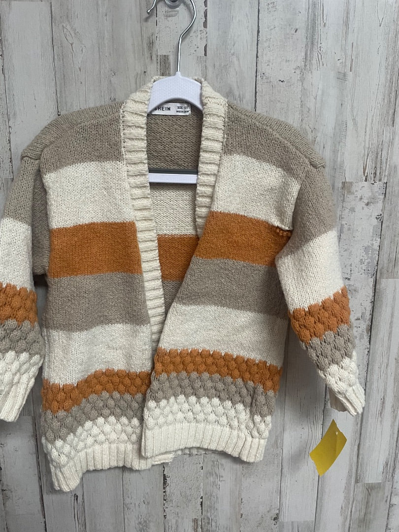 TAN SHEIN KNIT STRIPE CARDIGAN, GIRL 5T