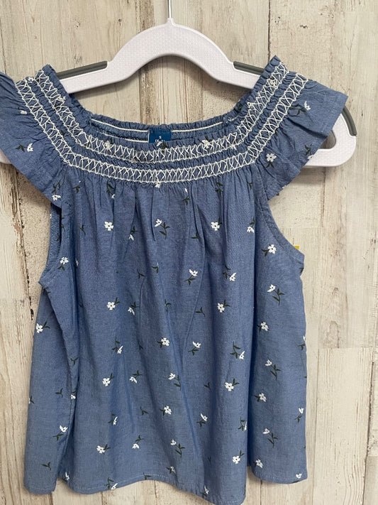 BLUE OLD NAVY FLORAL SMOCK NECK TOP, GIRL 6/7