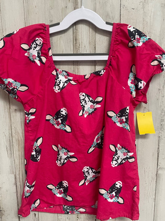 PINK WRANGLER COW PRINT TOP, GIRL 8