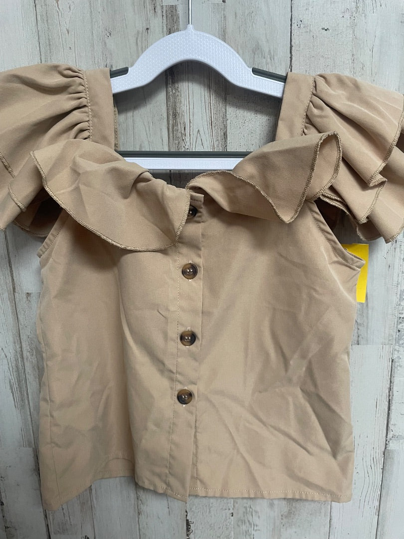 TAN SHEIN RUFFLE SQUARE NECK TOP, GIRL 8