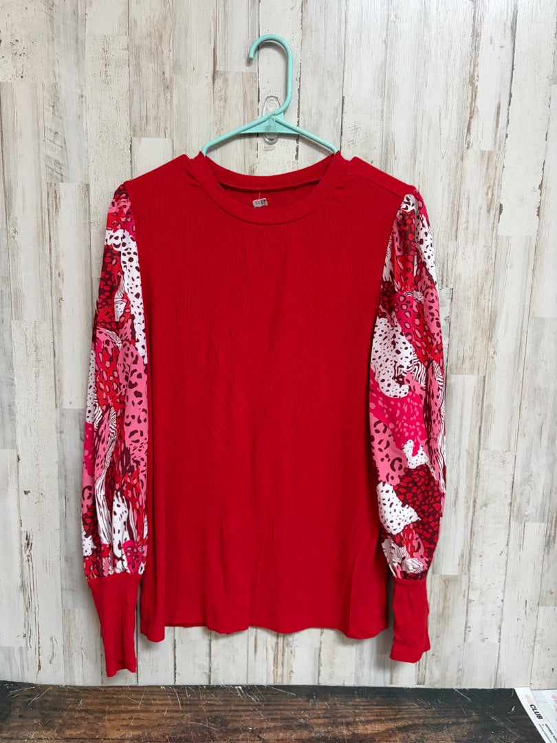 RED  ANIMAL SLEEVE TOP, LADIES M