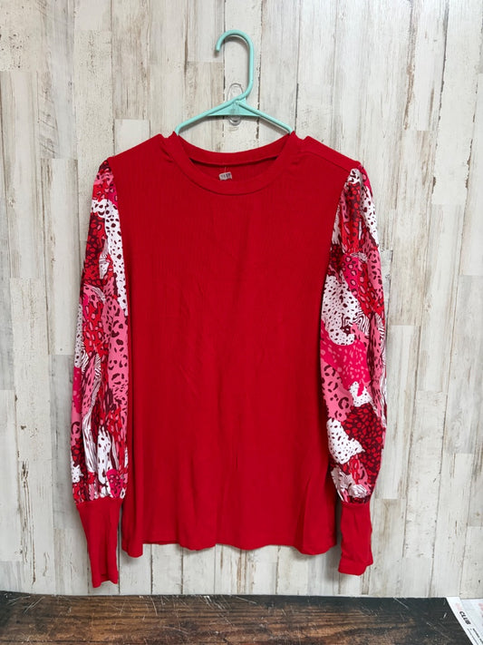 RED  ANIMAL SLEEVE TOP, LADIES M
