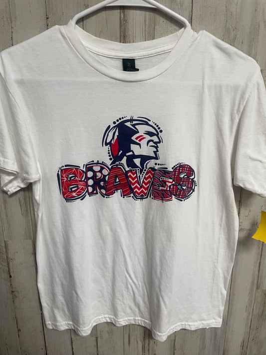 WHITE GILDAN BRAVES TEE, GIRL 10/12