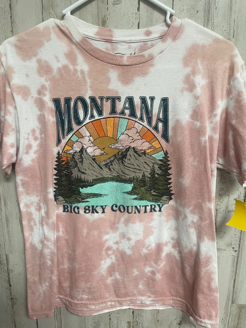 PINK GOLD RUSH MONTANA BLEACHED TEE, GIRL 10/12